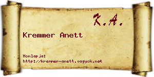 Kremmer Anett névjegykártya